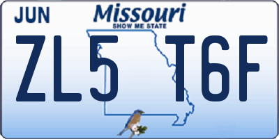 MO license plate ZL5T6F