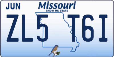 MO license plate ZL5T6I