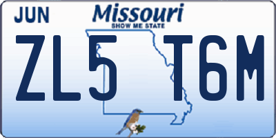 MO license plate ZL5T6M