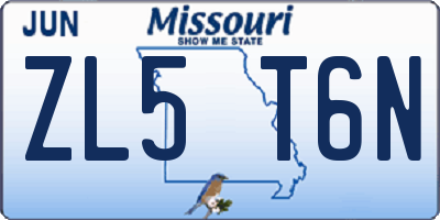 MO license plate ZL5T6N