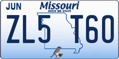 MO license plate ZL5T6O