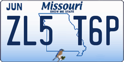 MO license plate ZL5T6P