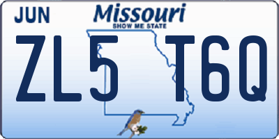 MO license plate ZL5T6Q
