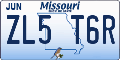 MO license plate ZL5T6R