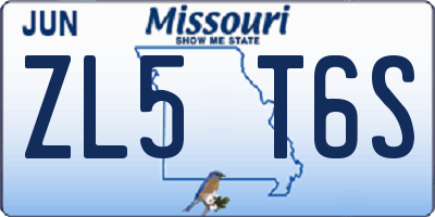 MO license plate ZL5T6S