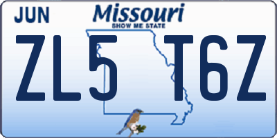 MO license plate ZL5T6Z