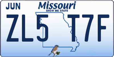 MO license plate ZL5T7F