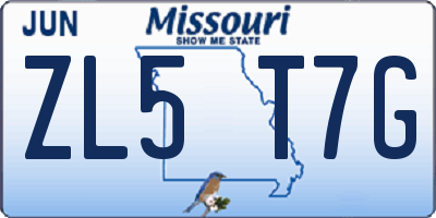MO license plate ZL5T7G