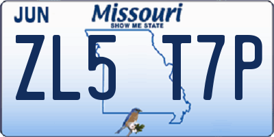 MO license plate ZL5T7P