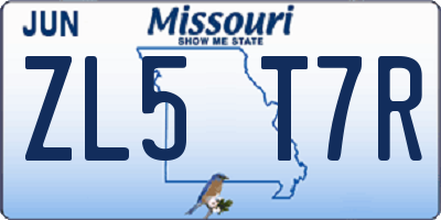 MO license plate ZL5T7R