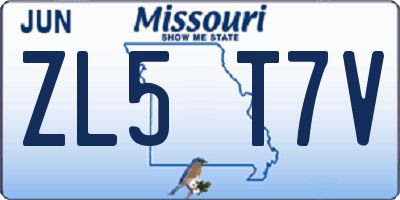 MO license plate ZL5T7V
