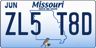 MO license plate ZL5T8D