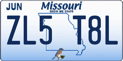 MO license plate ZL5T8L