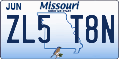 MO license plate ZL5T8N