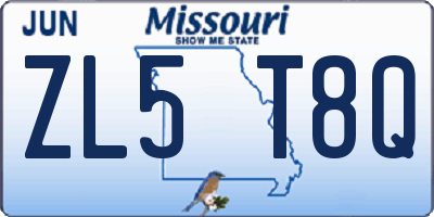 MO license plate ZL5T8Q