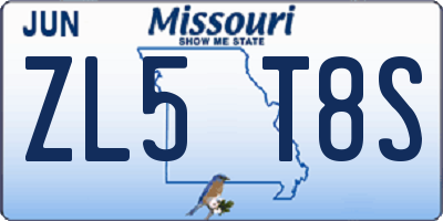 MO license plate ZL5T8S