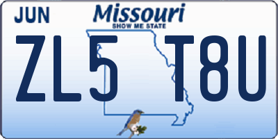 MO license plate ZL5T8U