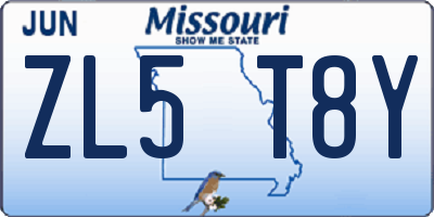 MO license plate ZL5T8Y
