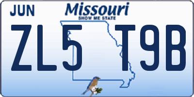 MO license plate ZL5T9B