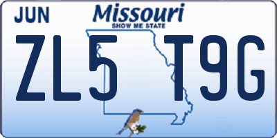 MO license plate ZL5T9G