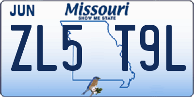 MO license plate ZL5T9L