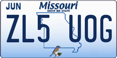 MO license plate ZL5U0G