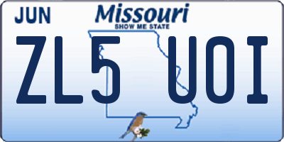 MO license plate ZL5U0I