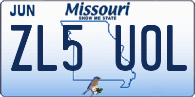 MO license plate ZL5U0L