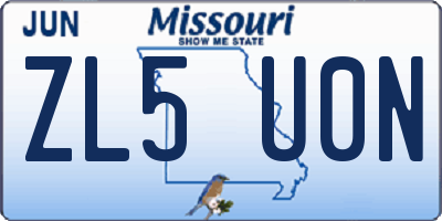 MO license plate ZL5U0N