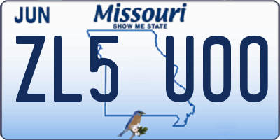 MO license plate ZL5U0O