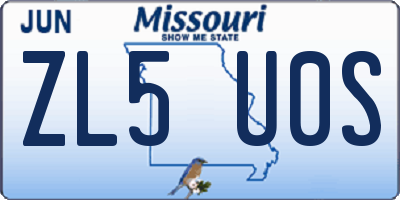 MO license plate ZL5U0S