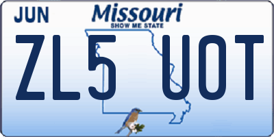MO license plate ZL5U0T