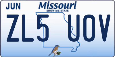 MO license plate ZL5U0V