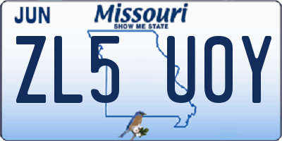 MO license plate ZL5U0Y