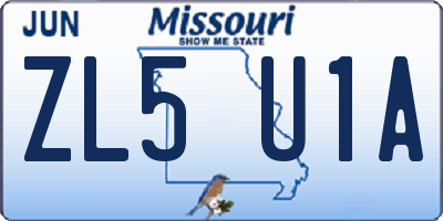 MO license plate ZL5U1A