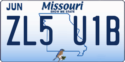 MO license plate ZL5U1B