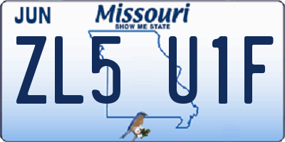 MO license plate ZL5U1F