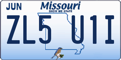MO license plate ZL5U1I