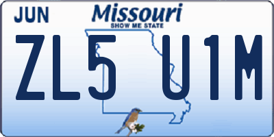 MO license plate ZL5U1M