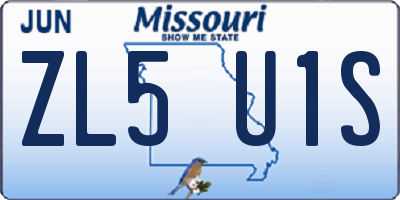 MO license plate ZL5U1S
