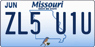MO license plate ZL5U1U
