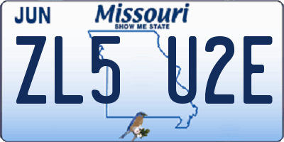 MO license plate ZL5U2E