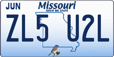 MO license plate ZL5U2L