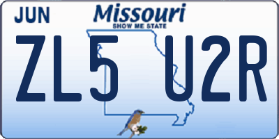 MO license plate ZL5U2R