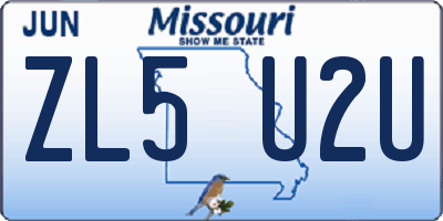 MO license plate ZL5U2U
