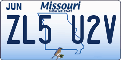 MO license plate ZL5U2V