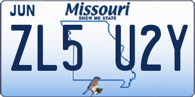 MO license plate ZL5U2Y