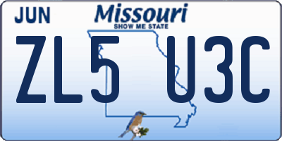 MO license plate ZL5U3C