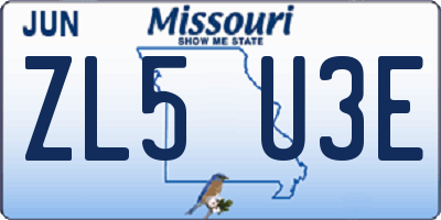 MO license plate ZL5U3E