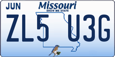 MO license plate ZL5U3G